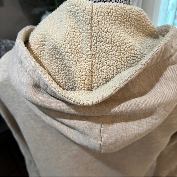 J.Crew Vintage Sherpa Lined Zip Hoodie Sweatshirt Beige Size Small - Picture 9 of 16